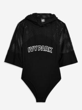 Ivy Park Black Mesh Hooded One-Piece